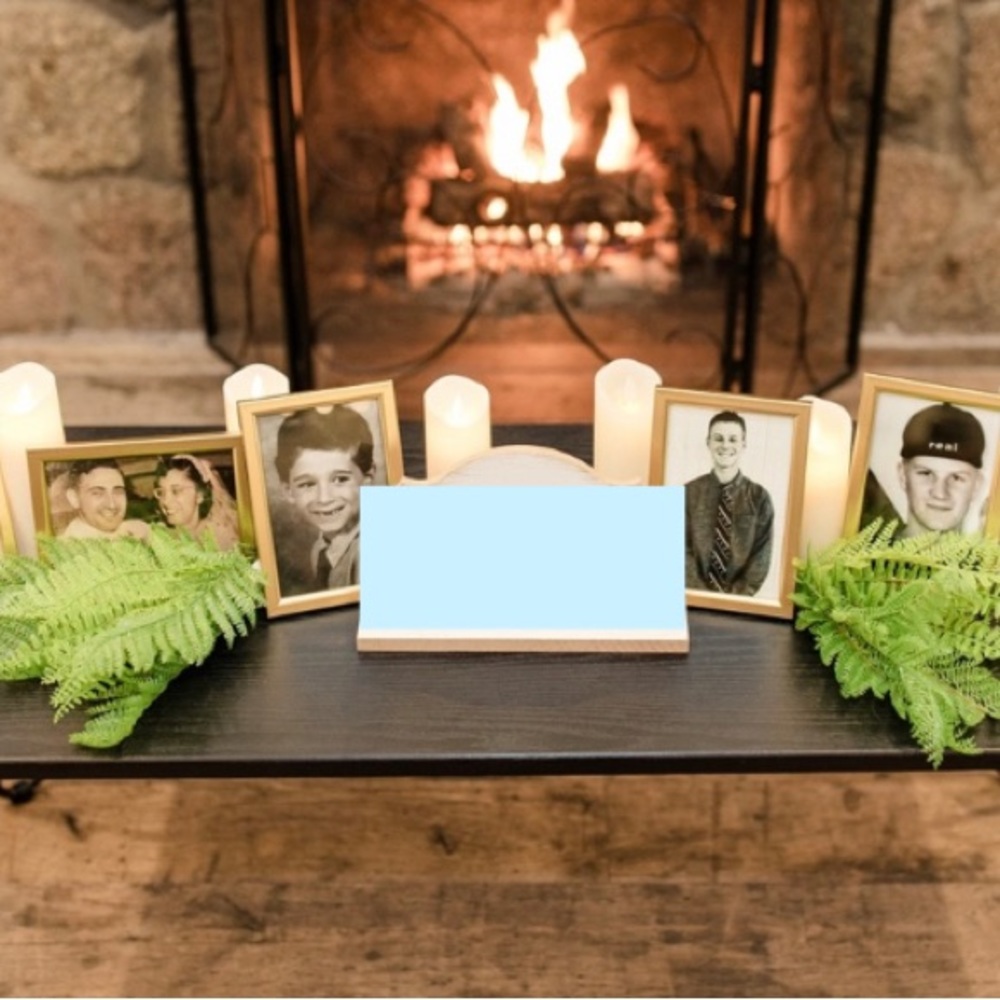 6 gold frames and small basket
